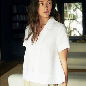 Quince White Short Sleeve Button Down Shirt